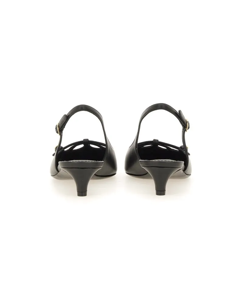 Dolce & Gabbana Tassel Leather Slingback Heel — Black 