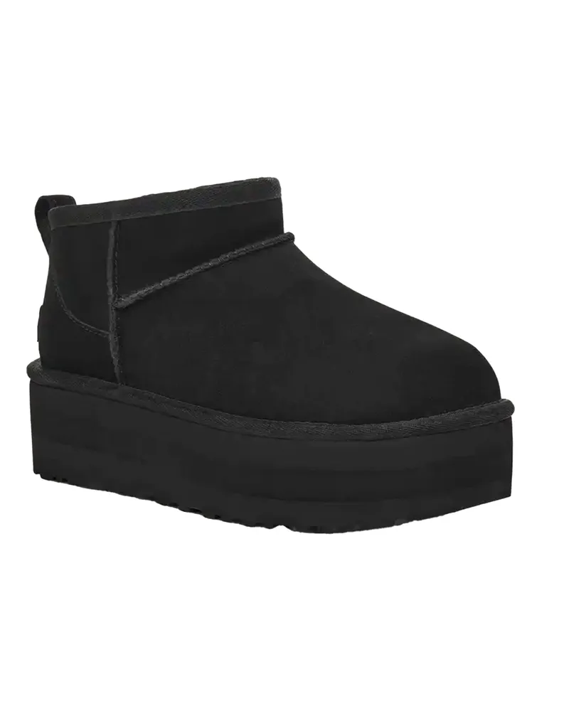 UGG Women's Ankle Boots Classic Ultra Mini Black Suede Leather Black