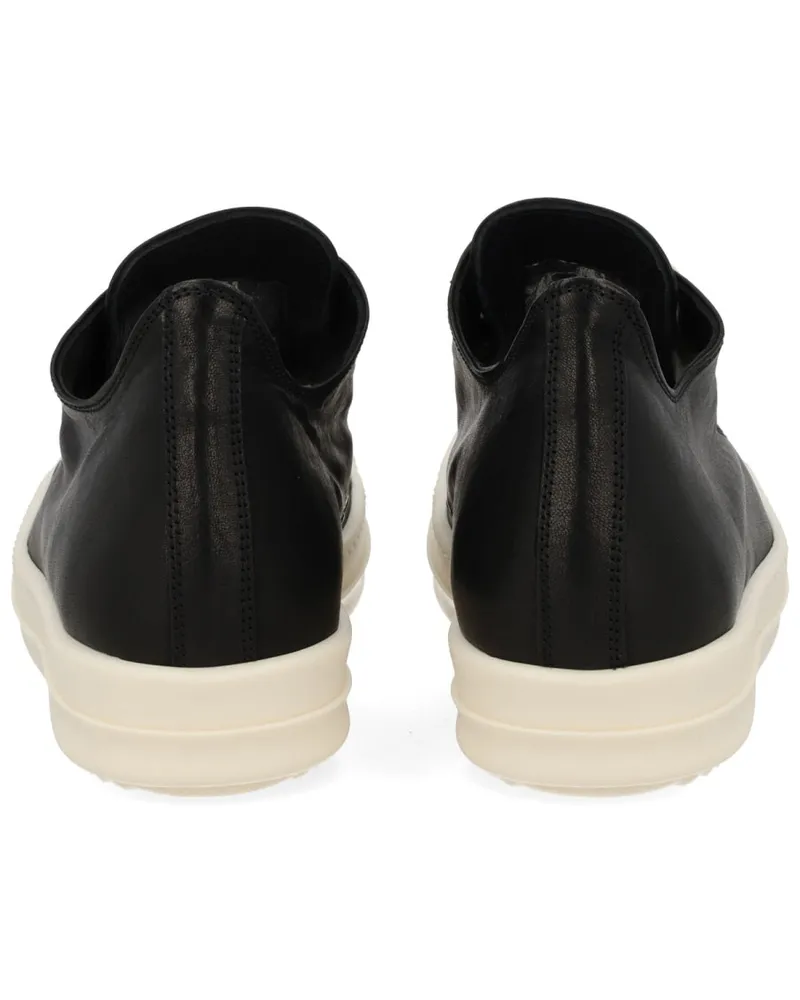 Rick Owens Leather Low Sneakers — Black Black