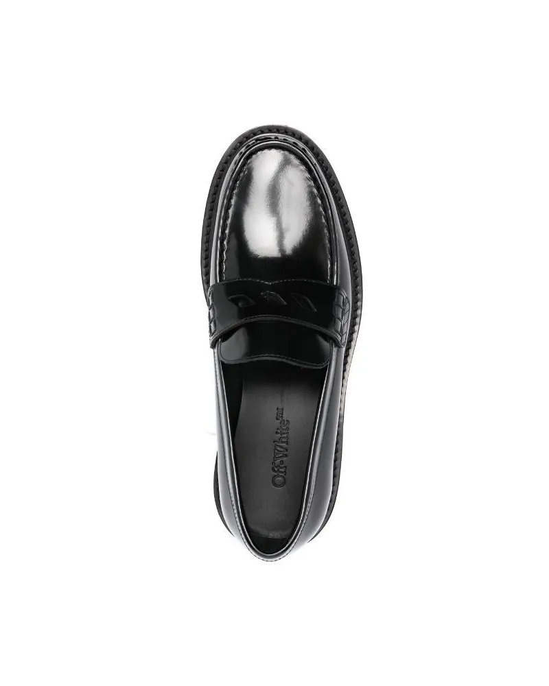 OFF-WHITE Women's Diag-Stripe Leather Loafers Aw23 W Black