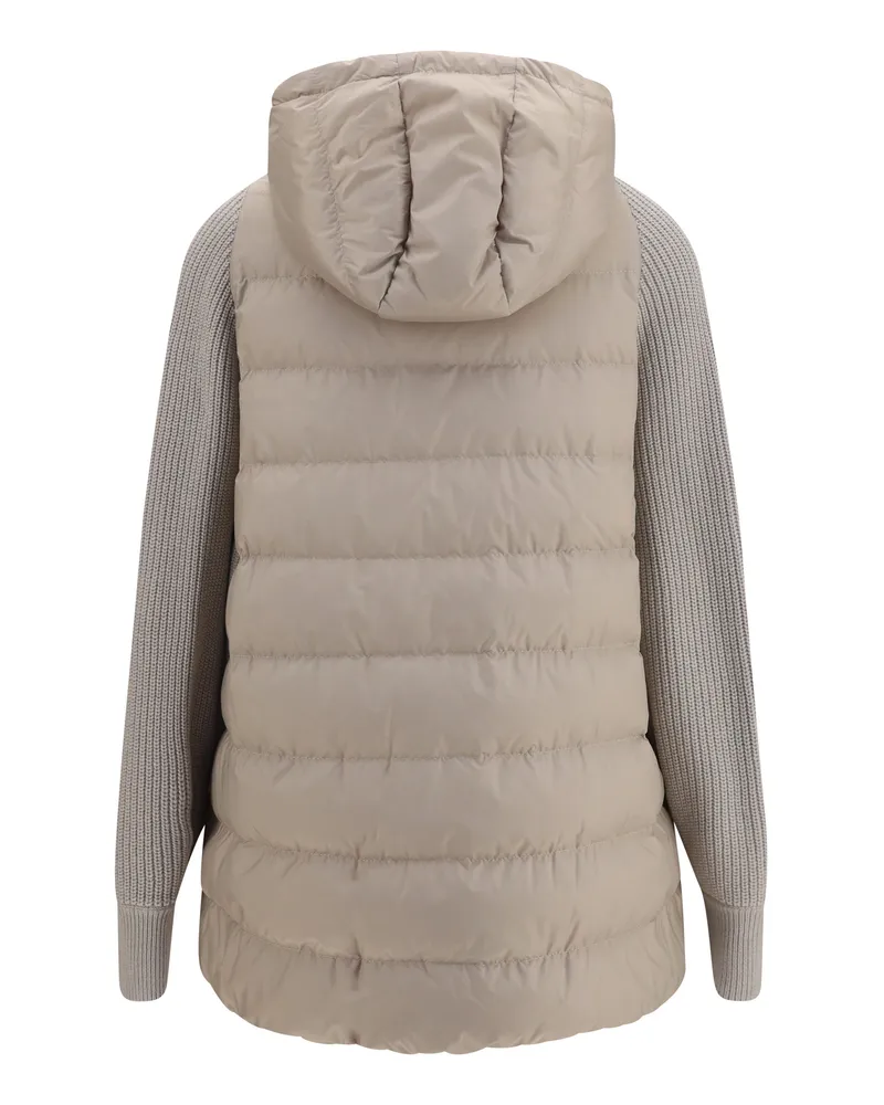 Brunello Cucinelli Women's Puffer Jacket Monili Chain Dove Grey Outer: Polyamide Gray