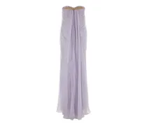 Strapless Silk Chiffon Draped Dress — Purple