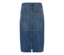 Women's Denim Skirt Vintagemarbledblue Exterior: Cotton Gonne