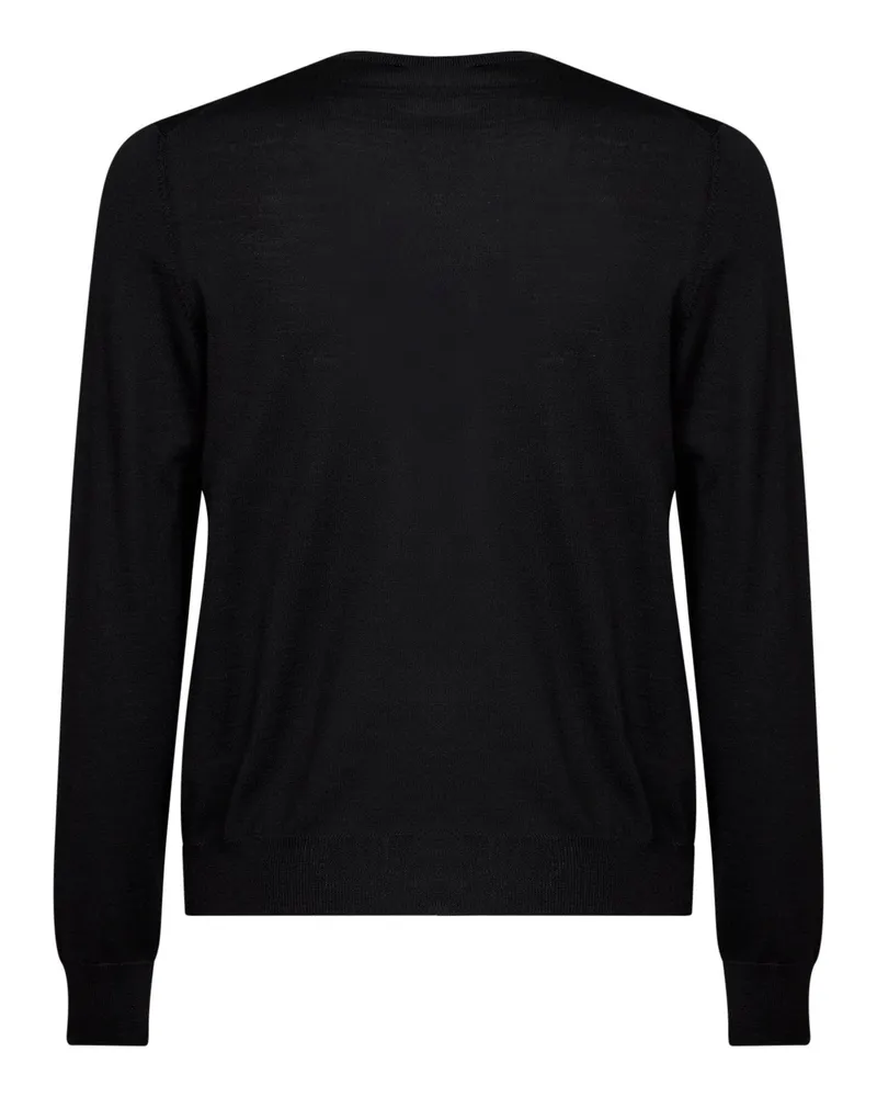 Fendi Men's Knit Sweater Embroidered Virgin Wool Black Black