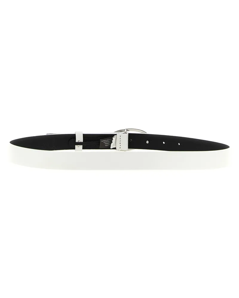 Diesel Leather with Metal Oval Buckle Belt — White White