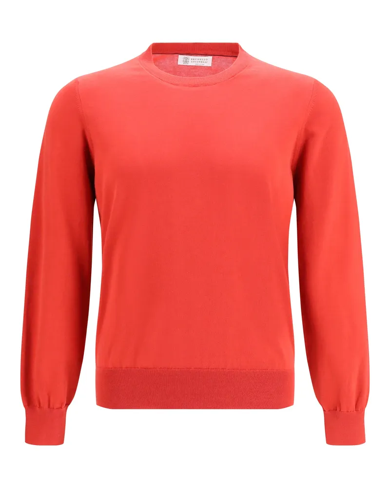 Brunello Cucinelli Men's Sweater Cotton Strawberry-Mist Strawberry/mist Red