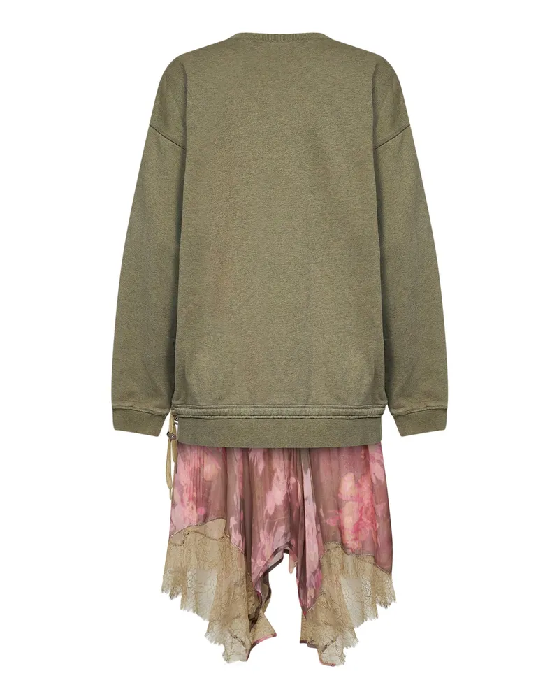 Diesel Women's Sweatshirt Dress D-Orely Green-Pink Cotton Green