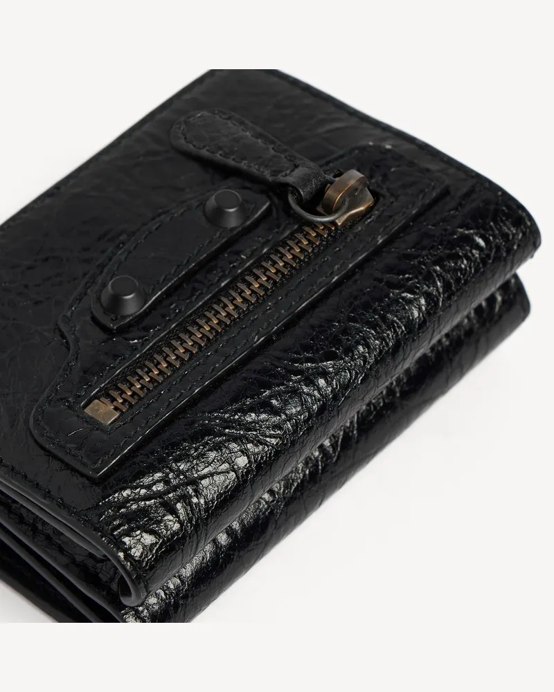 Balenciaga Crinkled Leather Card Case — Black Black