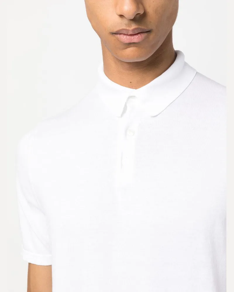 Fedeli Women's Short-Sleeved Cotton Polo Shirt Ss23 M White