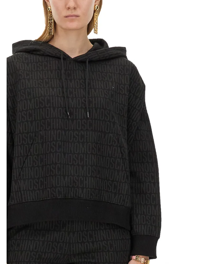 Moschino Logo-Embroidered Sweatshirt — Black Black