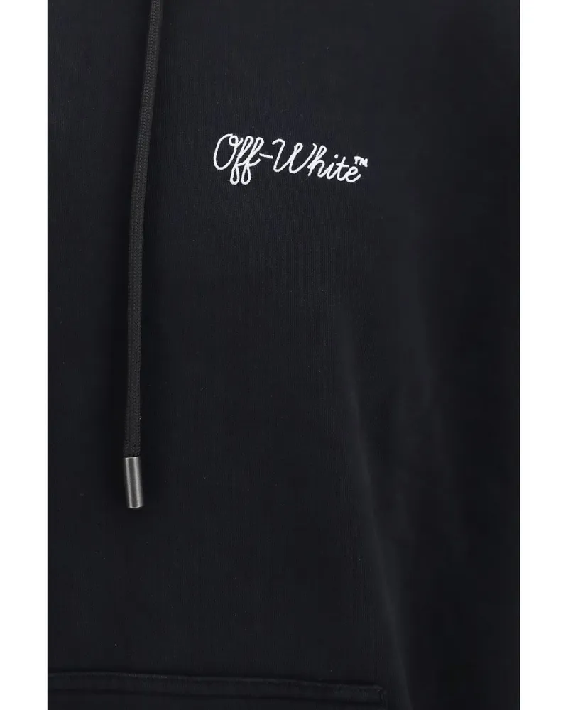 OFF-WHITE Men's Skate Hoodie Script Logo Black Cotton Sweatshirts Sweater Black