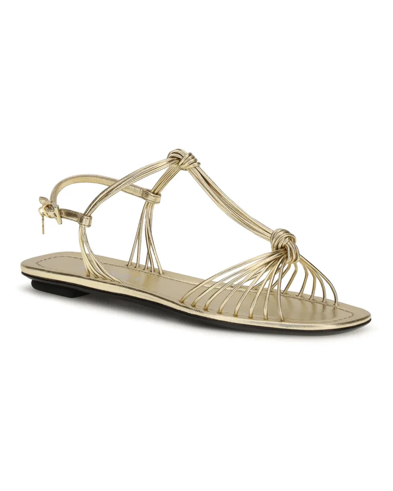 Prada Women's Mordoré Nappa Sandals Platino Calf Leather Bos Taurus Gold