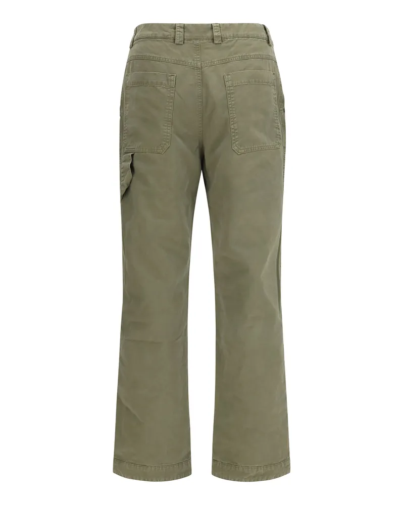 OFF-WHITE Men's Racing Staff Cotton Gabardine Pants Dusty Olive Trousers Green