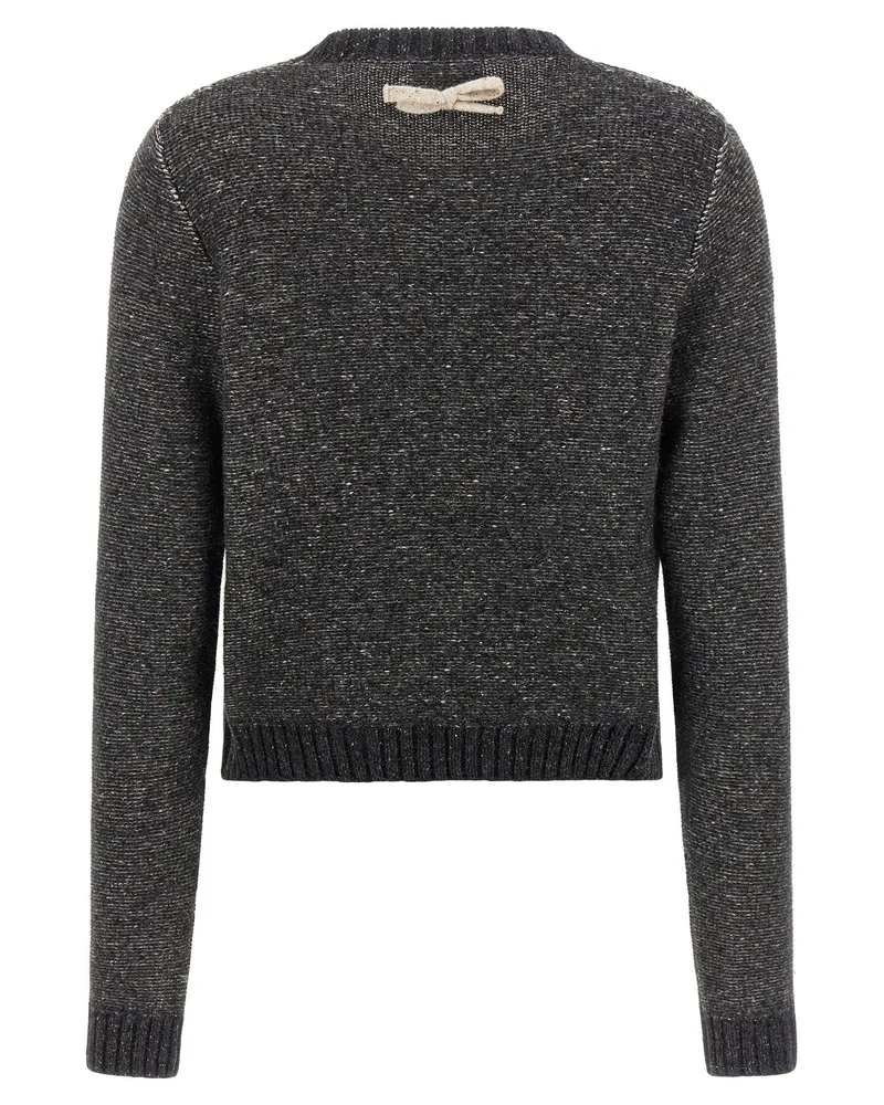 Moschino Bow-Embellished Diamond Pattern Sweater — charcoal Charcoal