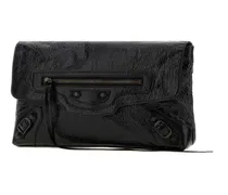 Textured Lamb Leather Clutch — Black