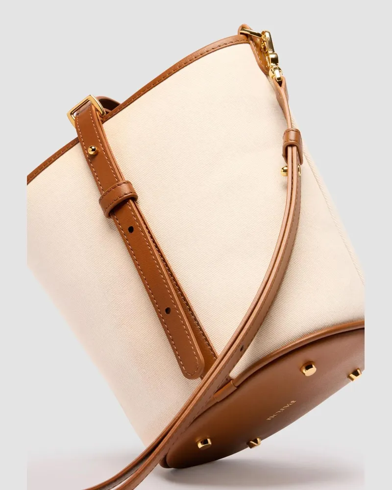 Patou Canvas and Leather Bucket Bag — Brown Brown