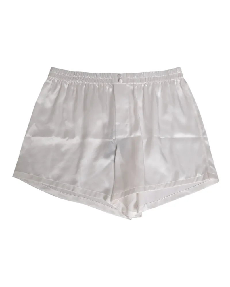 Dolce & Gabbana Silk Satin Swim Shorts — White White