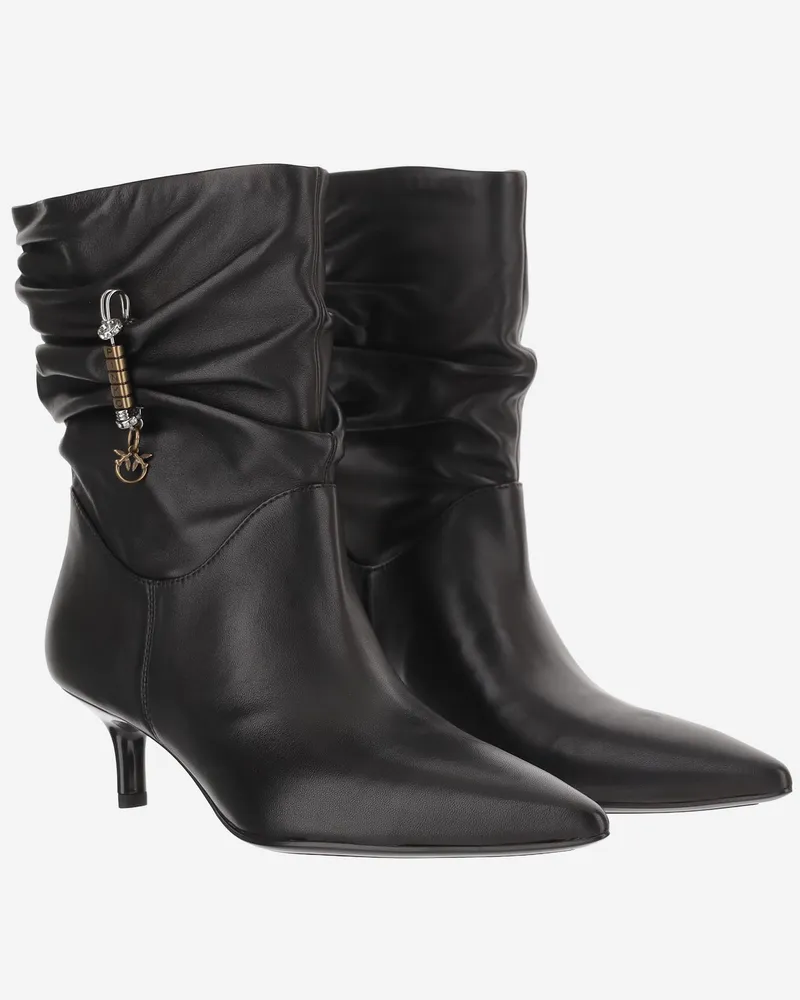 Pinko Women's Ankle Boots Gloria Leather Black Upper: Goat Black