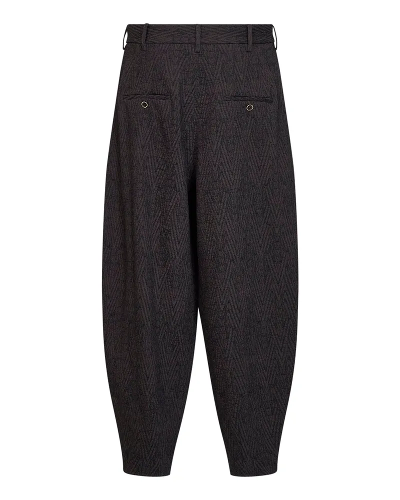 Uma Wang Men Trousers Cropped Chevron Brown-Blue Multicolour Virgin Wool Brown