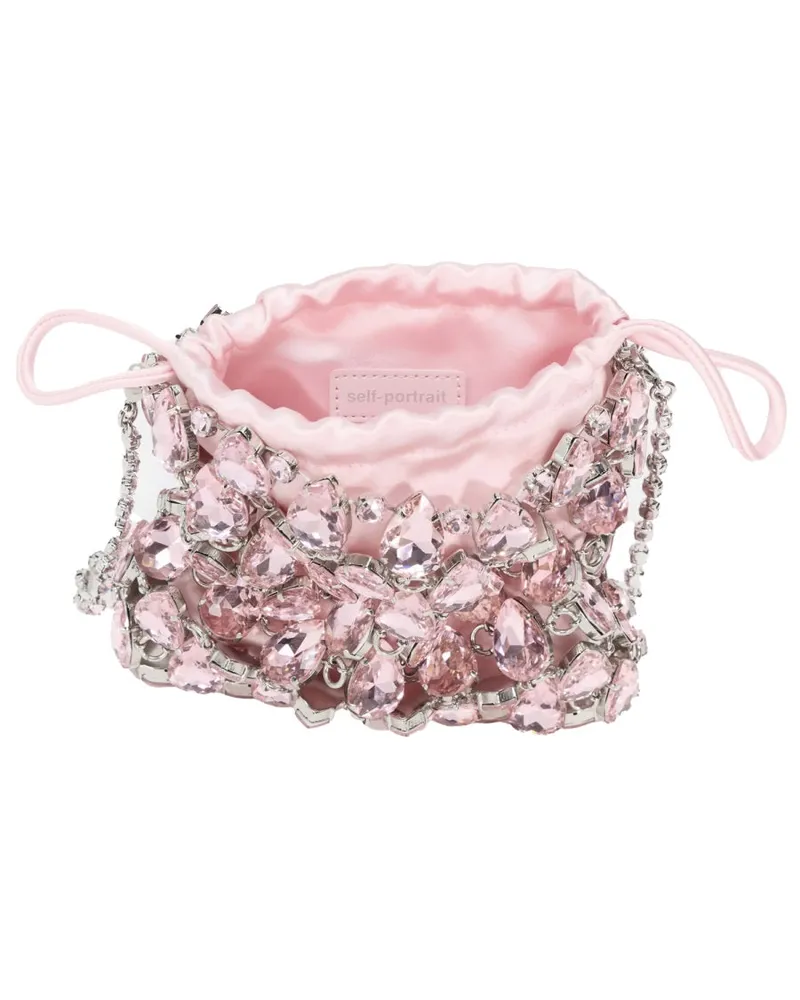Self-Portrait Women's Mini Bag Metallic Knit Pink Glass Handbags Hand Pink