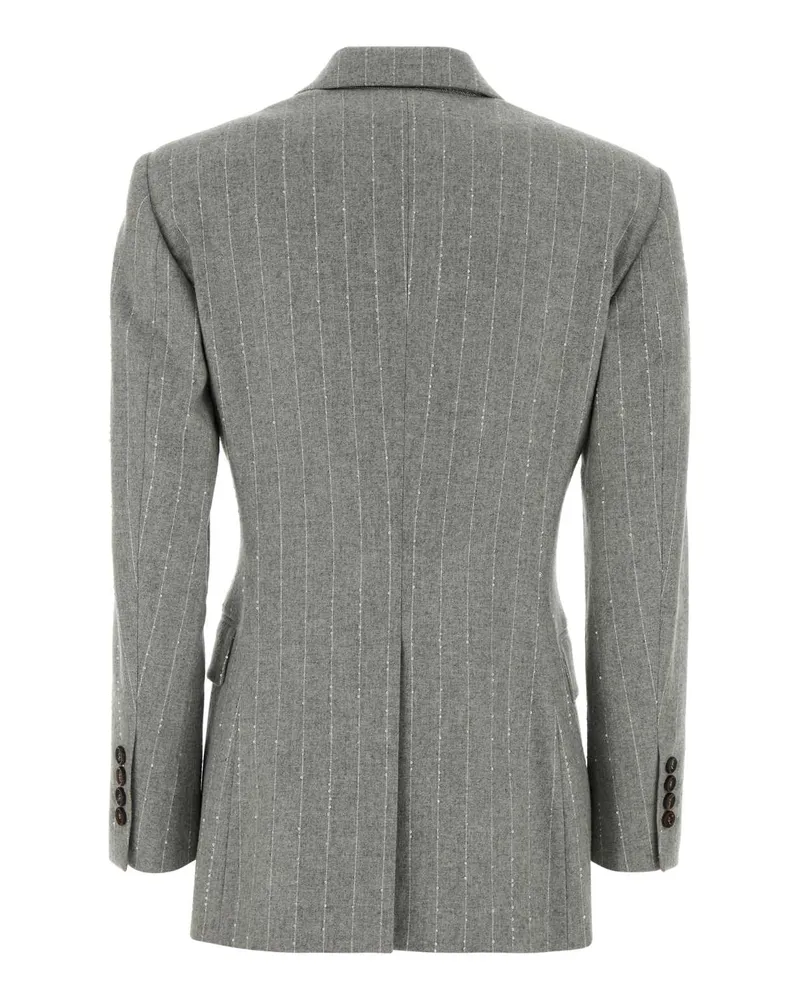 Brunello Cucinelli Women's Embroidered Stretch Wool Blend Blazer Grigio Chiaro Giacche E Gilet Jacket Gray