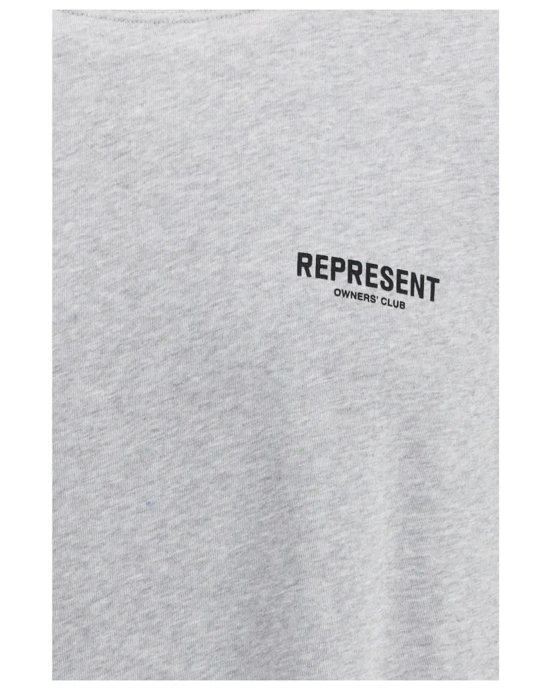 REPRESENT Logo-Embroidered Cotton T-Shirt — Gray Gray