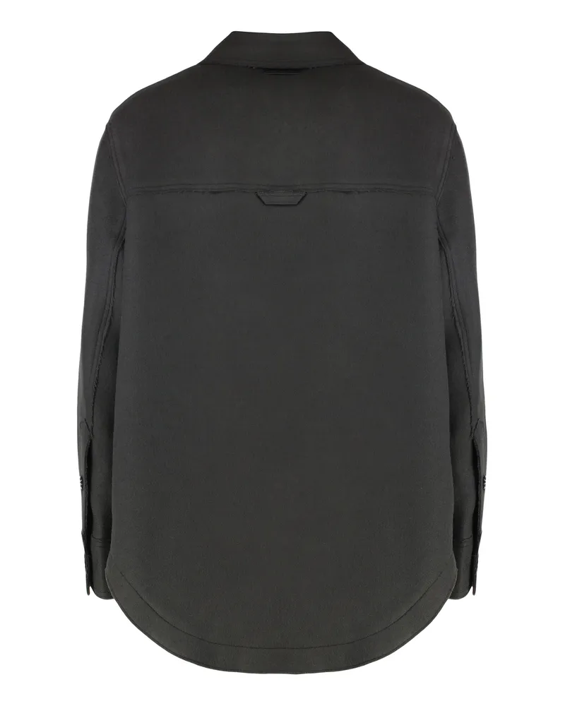 AMI Paris Men Wool Gabardine Coat Grey Virgin Bomber Jackets Gray