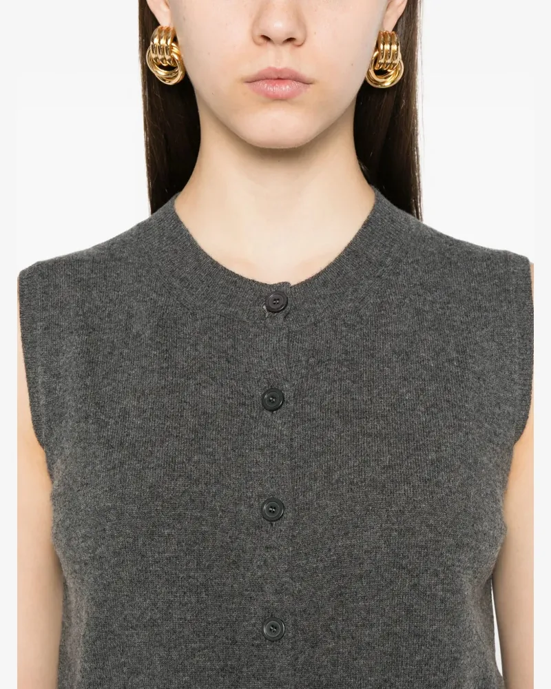 Fabiana Filippi Women's Button-Fastening Sleeveless Cardigan Aw25 W Grey