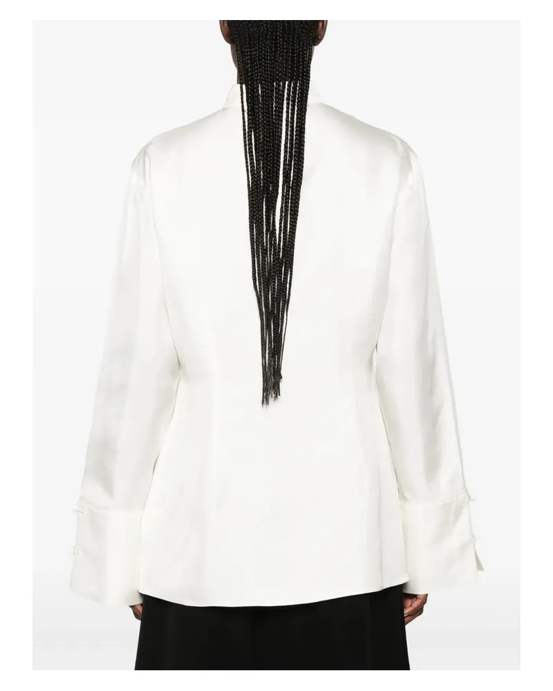 Róhe Silk Frog-Fastening Blouse — White White