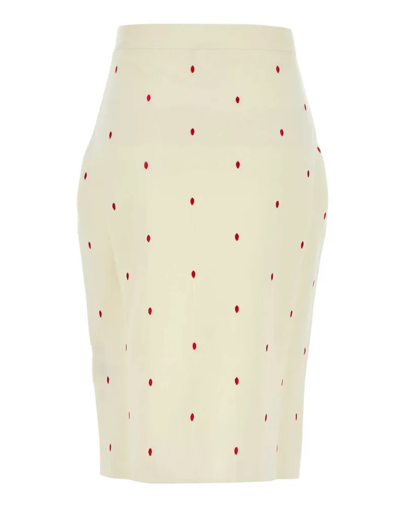 Bottega Veneta Women's Embroidered Cotton Blend Skirt Chalkvernis Exterior: Nylon Gonne Beige