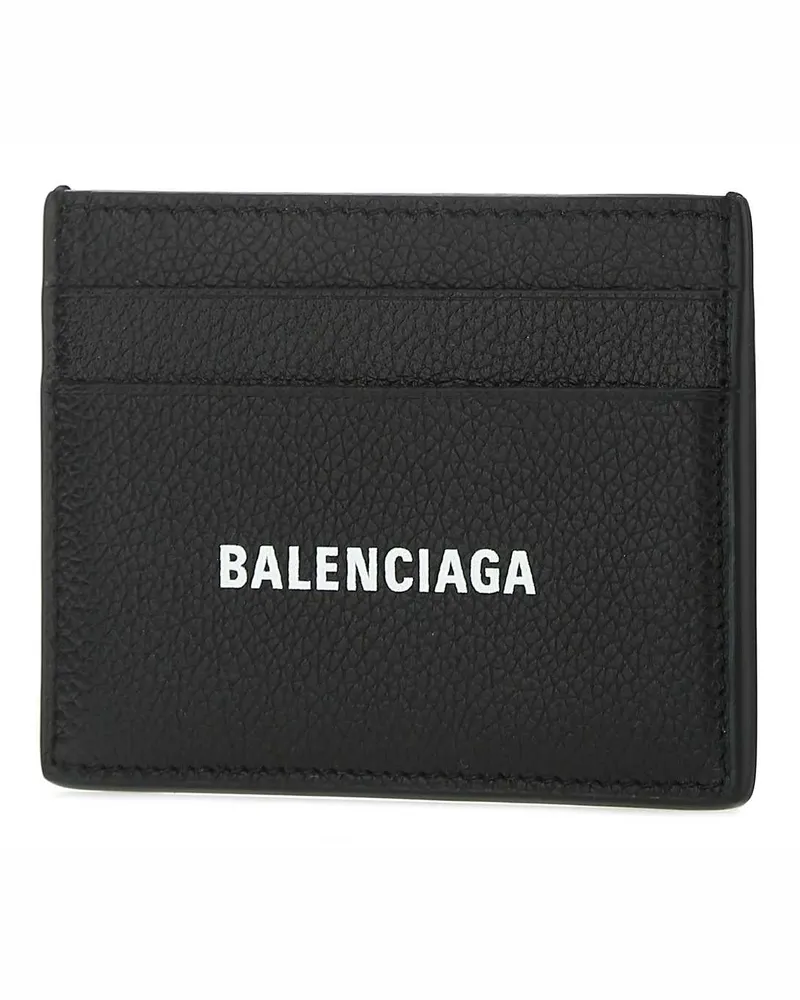 Balenciaga Men's Black Leather Card Holder 1090 Exterior: Calf Portafogli Wallet Black