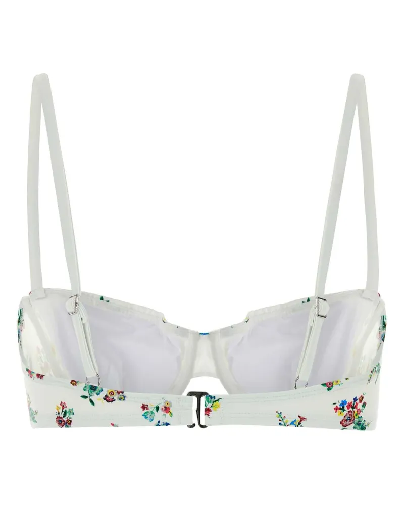 Tory Burch Women's Printed Stretch Nylon Bikini Top 402 Costumi Da Bagno Swimwear White