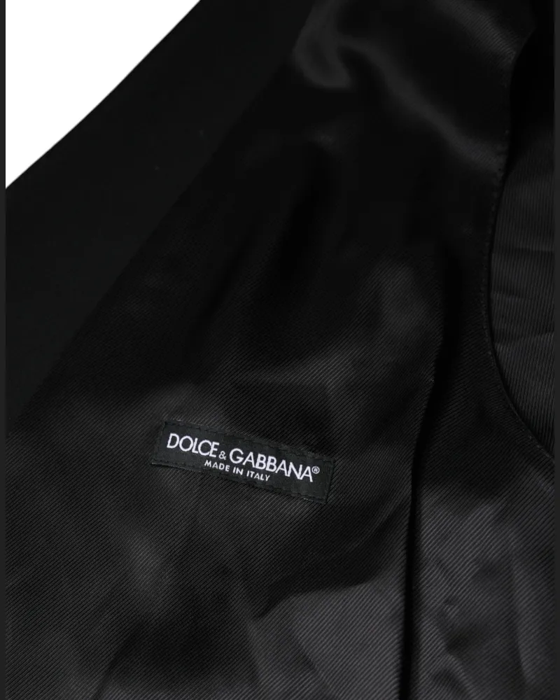 Dolce & Gabbana Black Wool Formal Dress Men Waistcoat Vest Virgin Silk Polyester Black