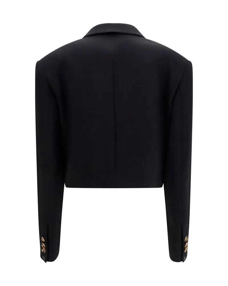 Versace Women's Black Wool Oves Aries Blazer Clothing Black