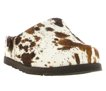 Pony Hair Animal Print Slippers — Brown