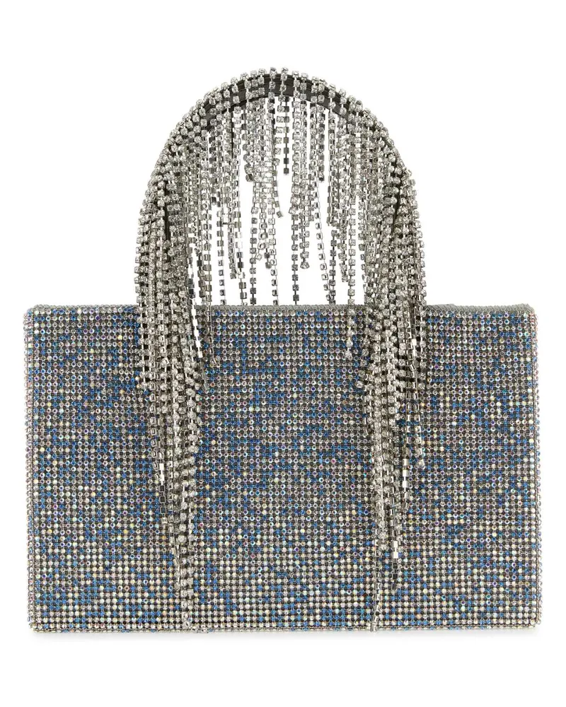 KARA Rhinestone-Embellished Top Handle Bag — Blue Blue