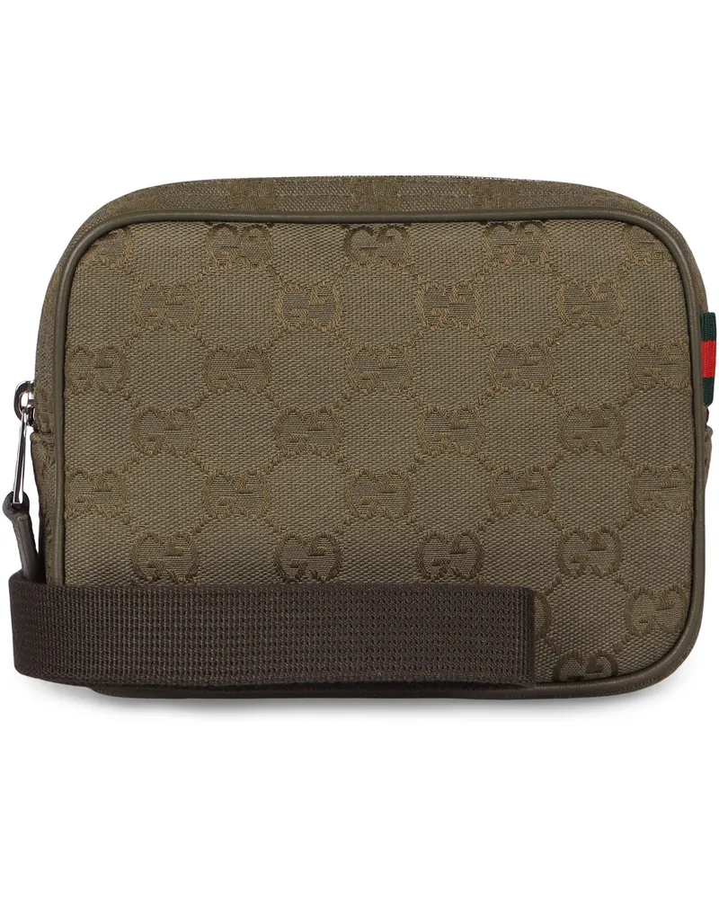 Gucci Men's Camera Bag Gg Canvas Green Cotton Messenger Green