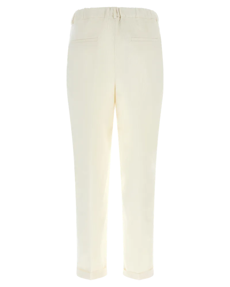 Kiton Women's White Cotton Casual Pants White