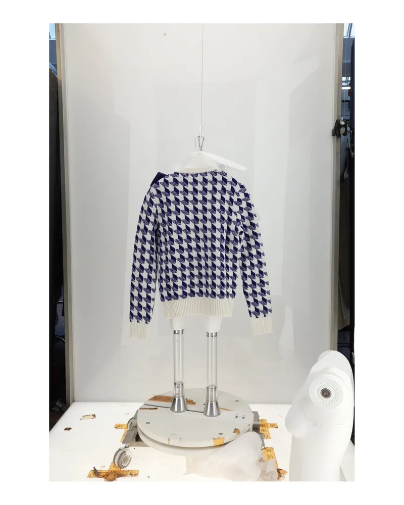 Dior Women's Pullover White Wool Sweater Navy