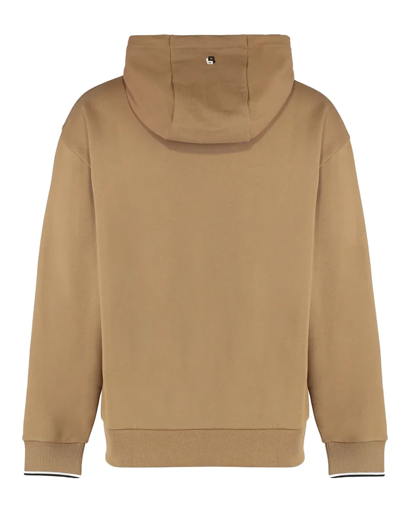 HUGO BOSS Men's Hooded Sweatshirt Terry Cotton Beige Jumpers Sweater Beige
