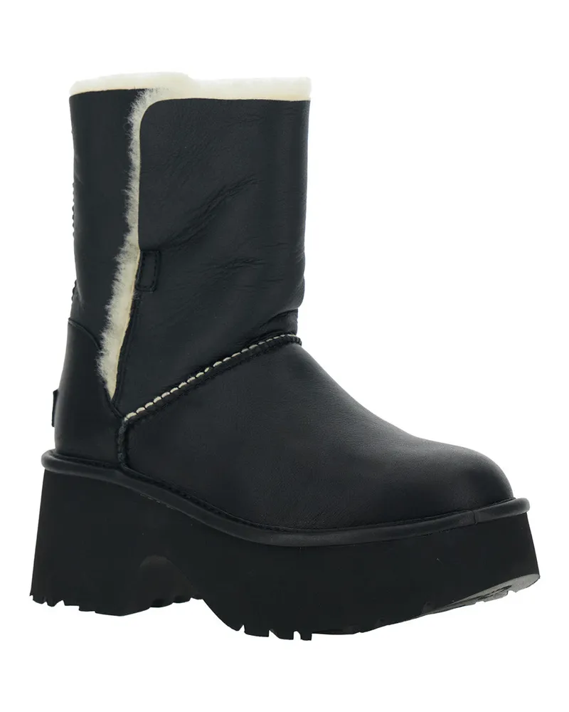 UGG Women's Black Ankle Boots With Fur Detailing Twinface Black