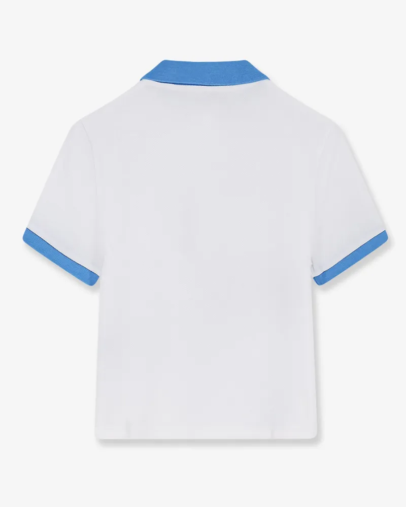 Versace Women's Polo Shirt Medusa Embroidery White Cotton Tops White