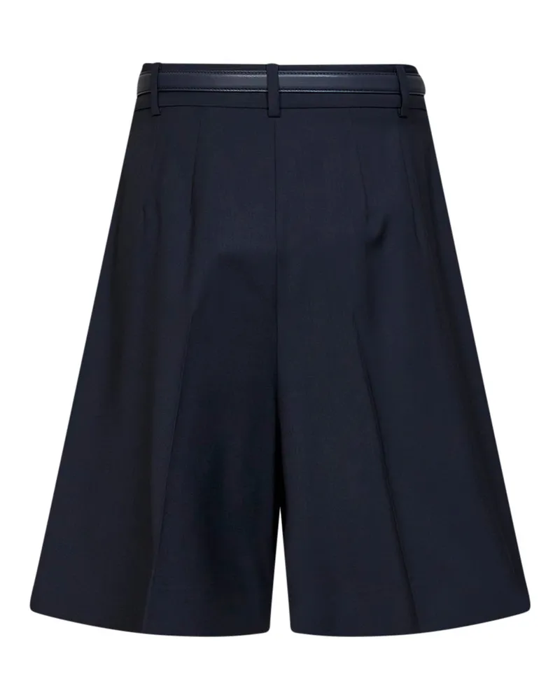 Max Mara Women's Belted Bermuda Shorts Mstadorno Blue Virgin Wool Blue