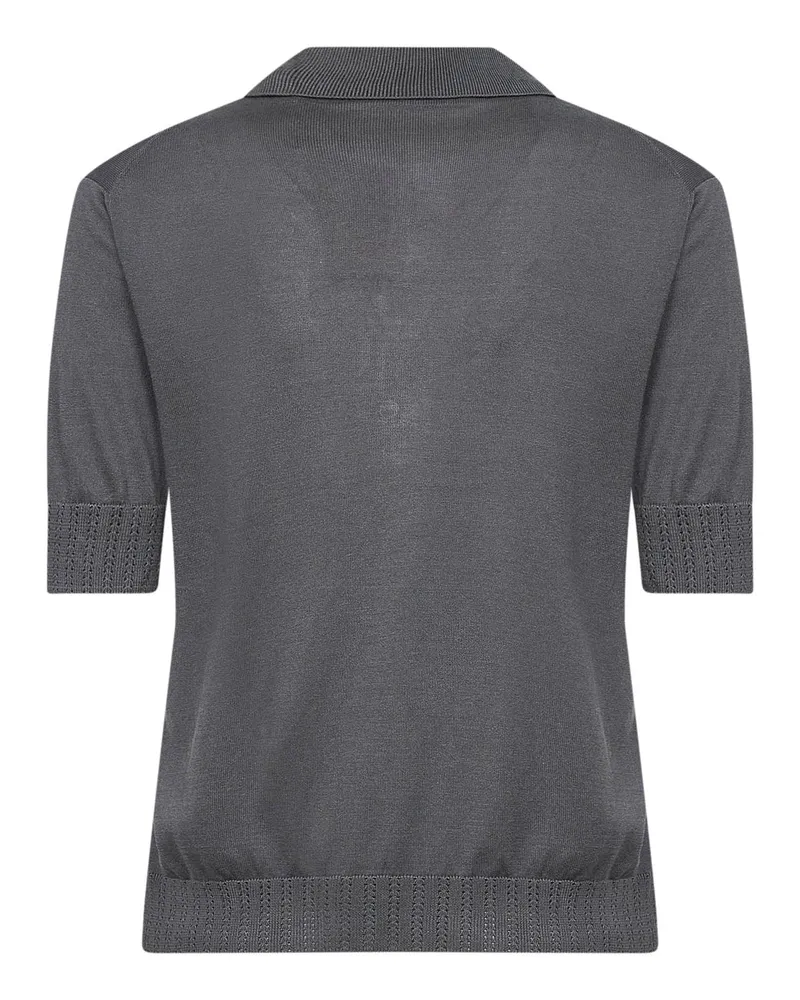 Blanca Women's Polo Shirt Grey Silk Knit Tops Gray