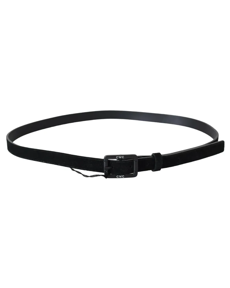 CoSTUME NATIONAL Leather Square Buckle Belt — Black Black