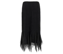 Women's Black Cotton Midi Skirt
