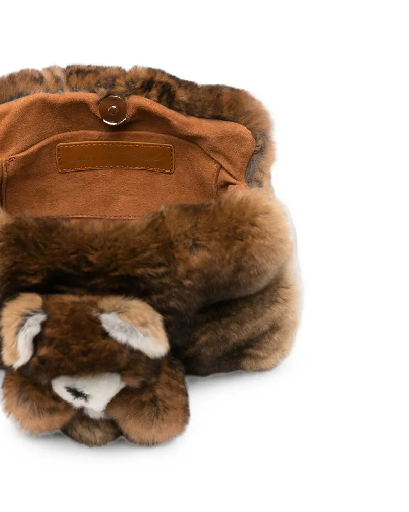 Anita Bilardi Faux-Fur Teddy-Bear Clutch — Brown Brown