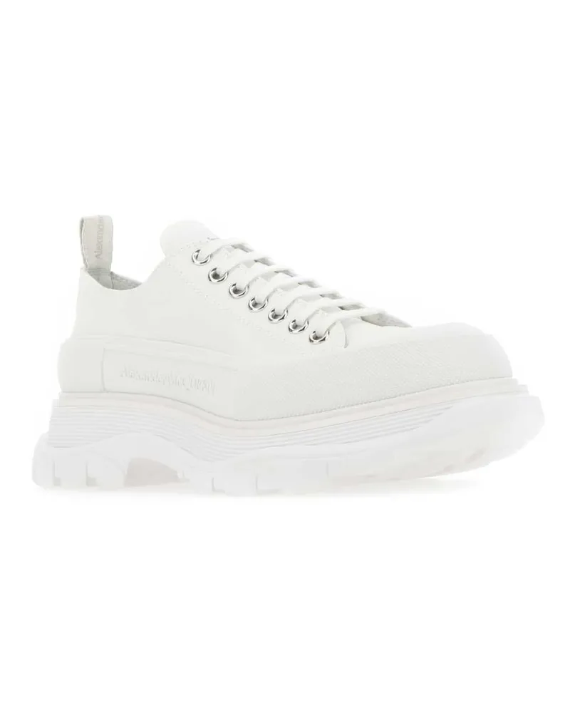Alexander McQueen Men's White Canvas Tread Slick Sneakers 9000 White