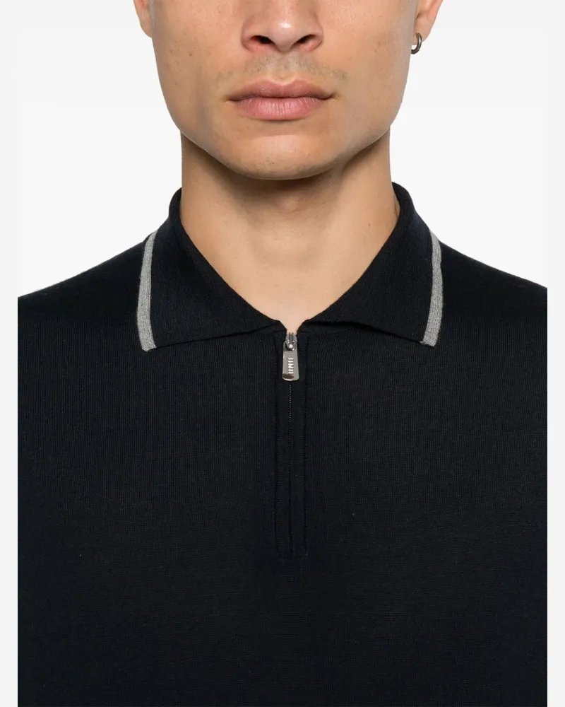 Fedeli Women's Fine-Knit Polo Shirt Aw24 M Navy