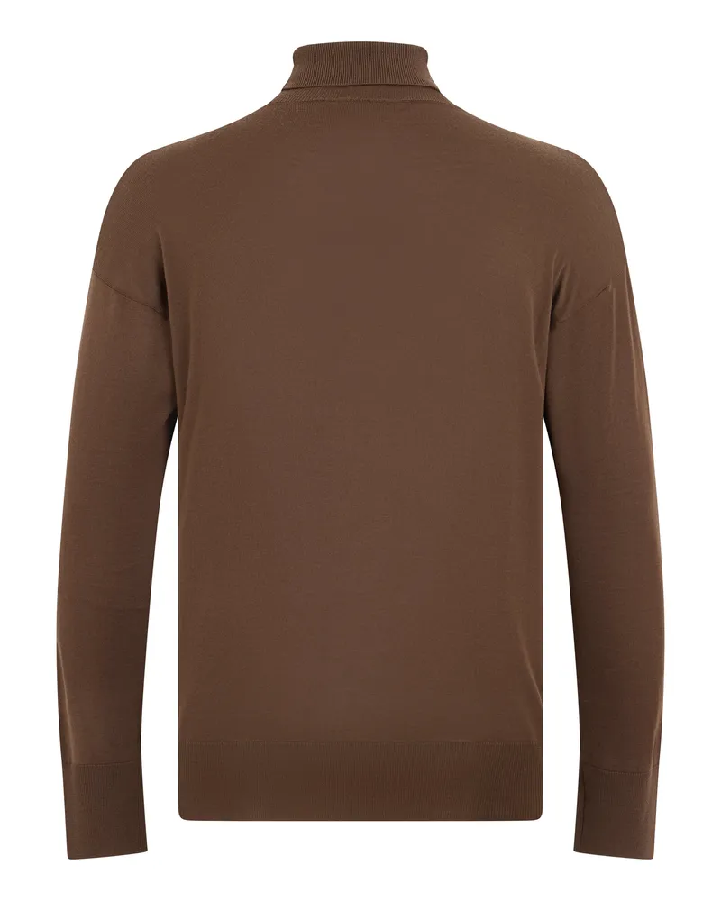 Max Mara Women's High-Collar Sweater Dark Gold Virgin Wool Brown